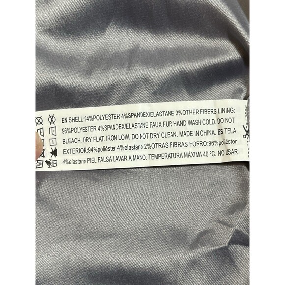 Forever21 Women Faux Fur-Trim Faux Suede Wrap Coat Sz M Grey - Picture 12 of 16